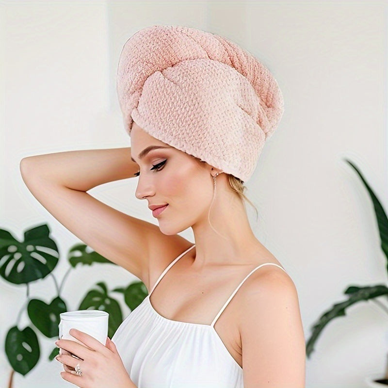 Thickened Super Absorbent Coral Fleece Hair Towel Cap