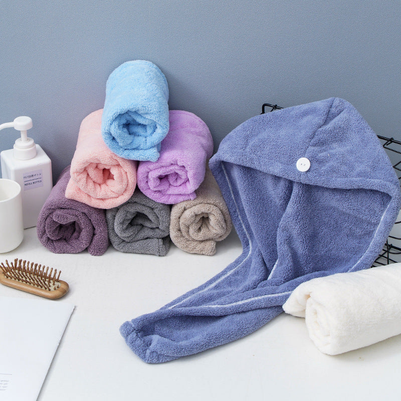 Thickened Super Absorbent Coral Fleece Hair Towel Cap